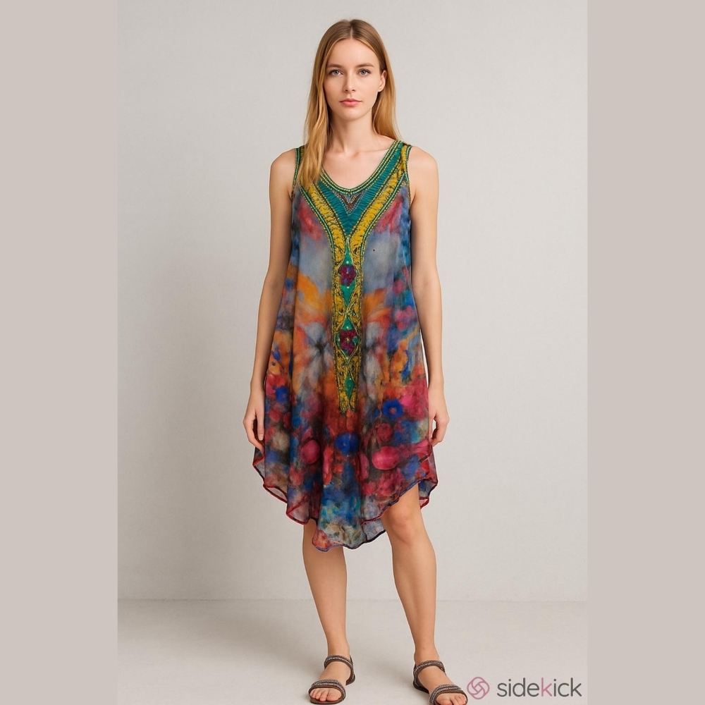 Jackpot Dress One Size Fits All Boho Bling Pop Jewel tone colors asymmetrical